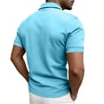 thumbnail image 4 of Yifymode Men's Zipper Collar Short Sleeve Polo Shirt, Classic Fit Soft Fabric for Casual and Sports Wear Blue 2XL, 4 of 5