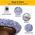 thumbnail image 3 of Elastic Fitted Round Tablecloth, Purple Navy Blue Waterproof Stretch Table Cover for 45"-54" Tables, Retro Botanical Abstract Art Washable Outdoor Tablecloths for Patio, Picnic, Camping, 3 of 9