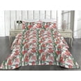 thumbnail image 2 of Ambesonne Floral Quilted Bedspread Set 3 Pcs, Exotic Lily of the Incas Art, King, Fern Green Coral Orange, 2 of 4