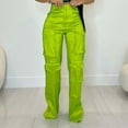 thumbnail image 2 of IROINNID Reduced Pants for Women Cargo High Waist Solid Extra Long Pants with Multi Pockets,Yellow, 2 of 6