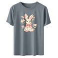 thumbnail image 5 of ClodeEU Women's Cute Rabbit Print Short Sleeve Crewneck T-Shirt ,Casual Summer Tee Gray,Womens Plus M, 5 of 6