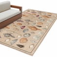 thumbnail image 2 of Shells Washable Area Rugs 2.7'x5', Retro Ocean Colorful Shell Conch Linen Texture Low Pile Throw Living Room Rug Non-Slip Sturdy Edge Binding Carpet for Indoor Entryway Bedside Kitchen, 2 of 9
