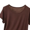 thumbnail image 5 of ClodeEU Women's Short Sleeve Scoop Neck Loose T-Shirt,Solid Color Casual Summer Tee Coffee,Women's Plus XXL, 5 of 5