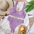 thumbnail image 3 of Hinvhai Swimsuits for Women,Women Bandeau Bandage Bikini Set Push-Up Brazilian Swimwear Beachwear Swimsuit Purple M(M), 3 of 6