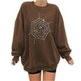thumbnail image 1 of Hauts pour Femmes Imprimés Ample Grande Taille Manches Longues Col Rond Chandail Décontracté Mode Léger Blouses (X-Grand, Café), 1 of 4