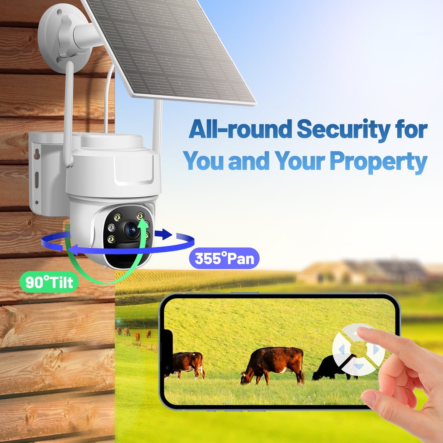 Runofast 4G LTE Cellular Security Camera, Solar Cameras Wireless Outdoor, No WiFi Cam with SIM Card, 2K HD Home Surveillance Camera with PIR Detection, 2-Way Audio