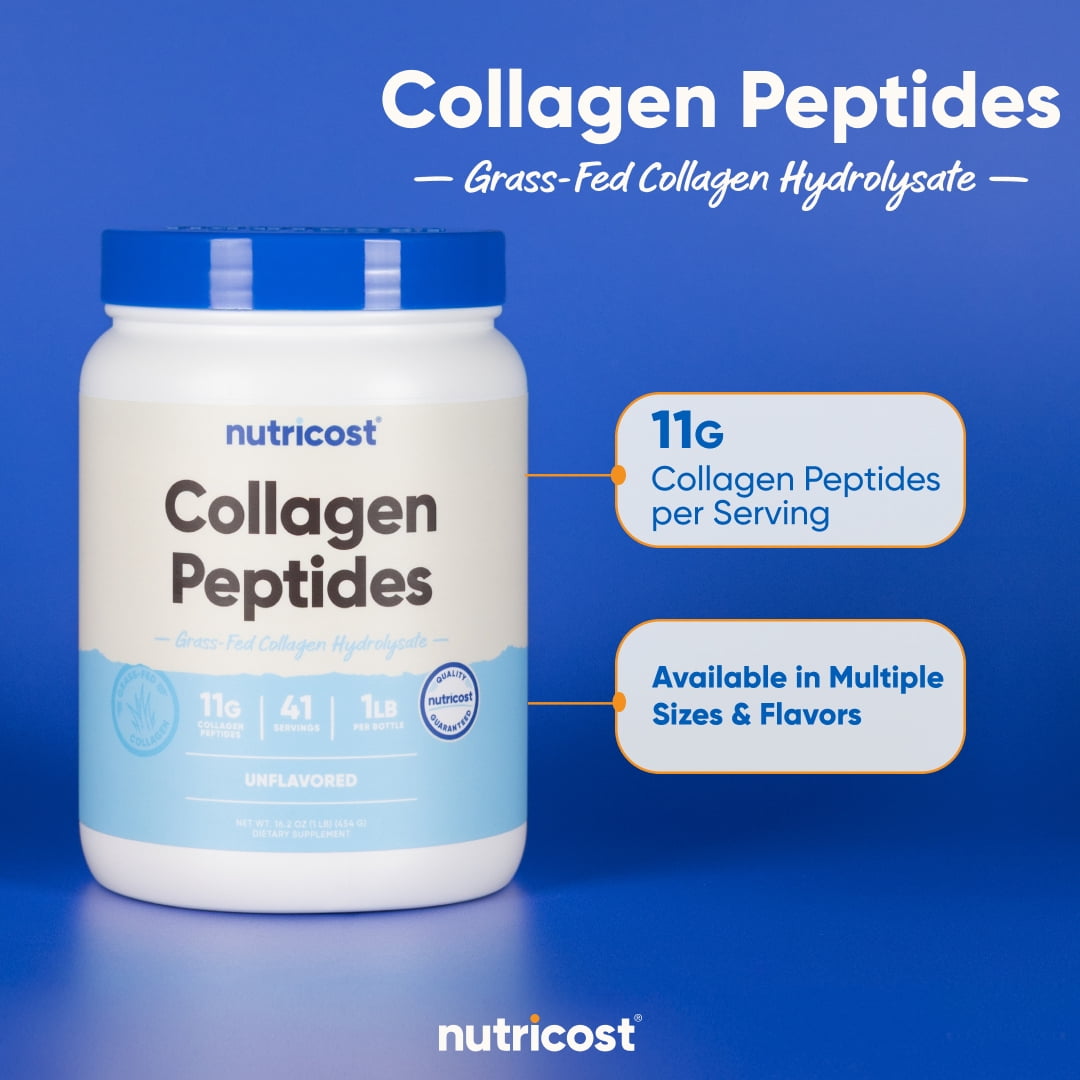 Nutricost Collagen Hydrolysate (Bovine) Powder - Grass Fed, 1LB, Supplement