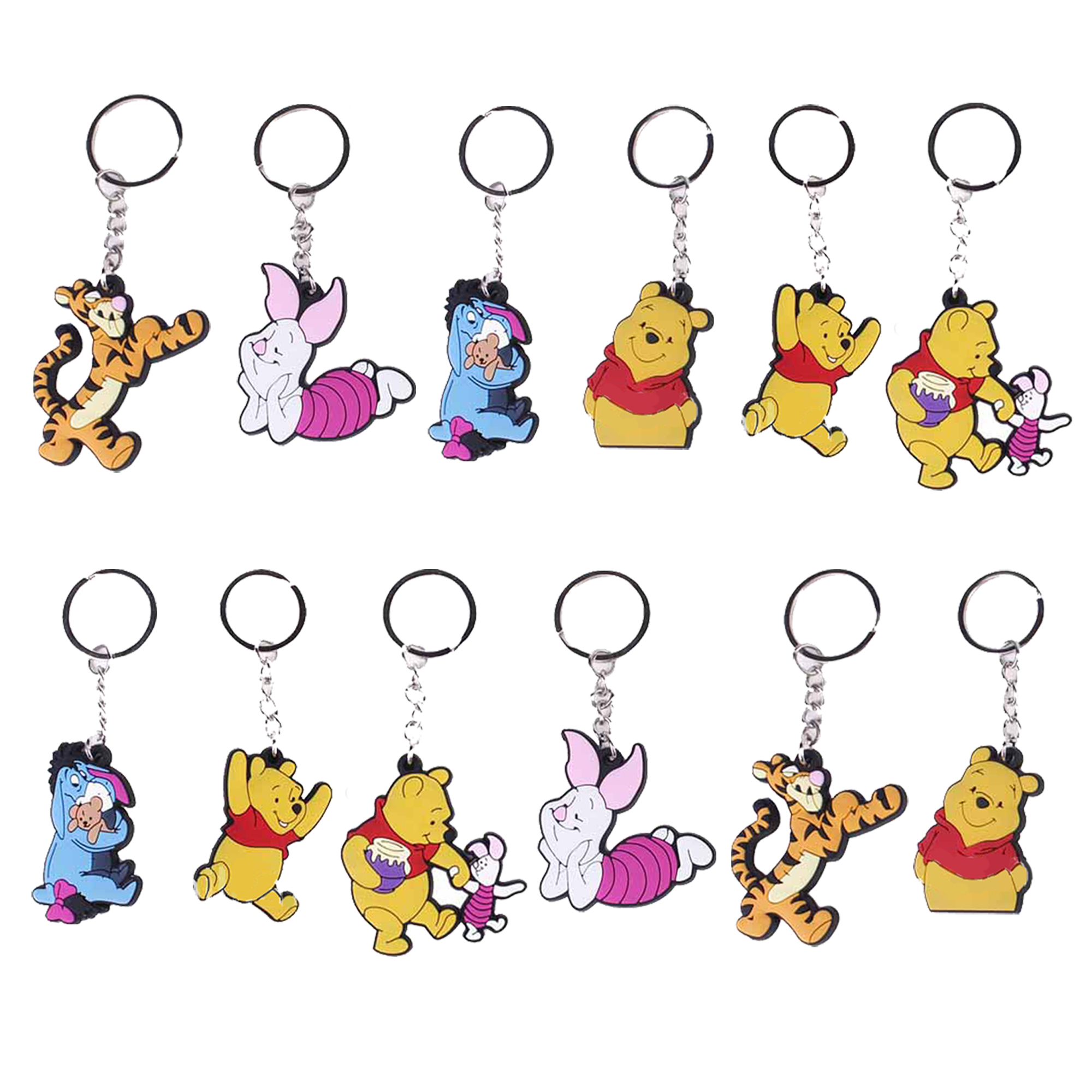12 Pcs Winnie the Pooh Keychain for Kids Party Favors, Cute Winnie