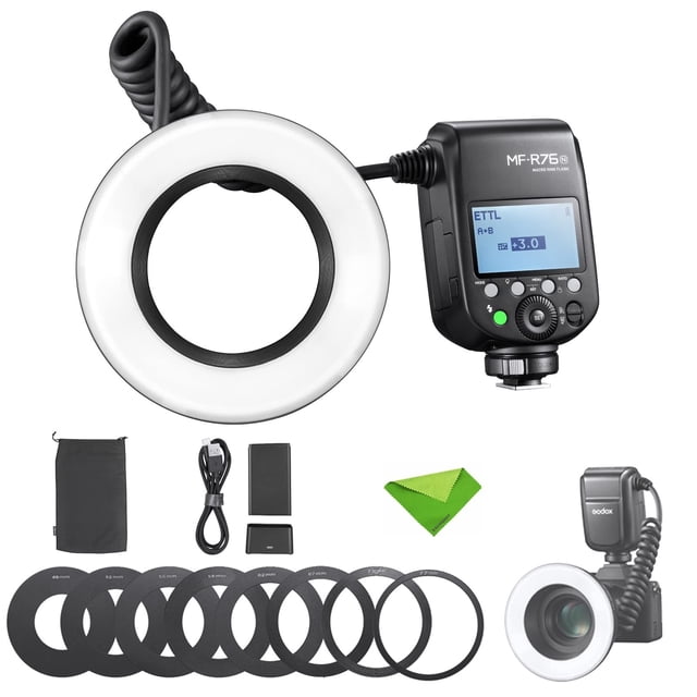 Flash TTL Macro Ring Godox MF-R76N, 76 W, HSS, 2,4 G, inalámbrico
