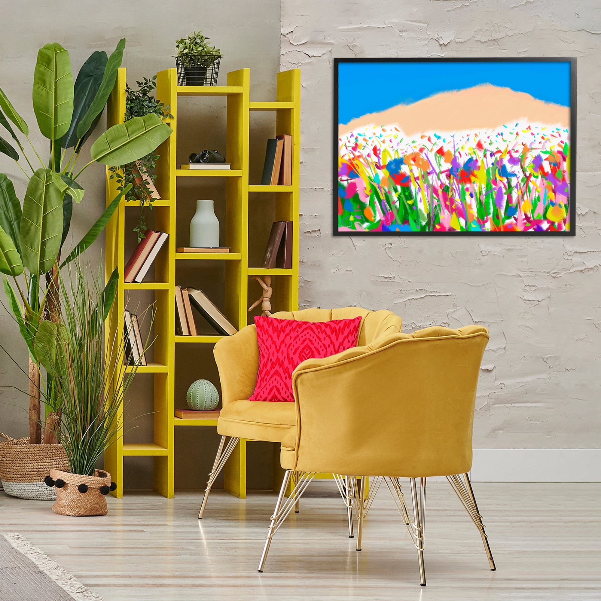 Stupell Industries Joyful Landscape Abstraction Landscape Painting Black Framed Art Print Wall Art, 30 x 20