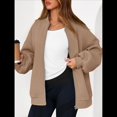 thumbnail image 4 of Sudaderas Oversize con Cremallera para Mujer, Moda de Otoño, Abrigos Casuales de Larga, Conjuntos de Invierno. Caqui M, 4 of 10