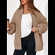 thumbnail image 4 of Sudaderas Oversize con Cremallera para Mujer, Moda de Otoño, Abrigos Casuales de Larga, Conjuntos de Invierno. Caqui XXL, 4 of 10