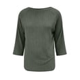 thumbnail image 4 of Warop 3/4 Sleeve Sweaters for Women Fall Clothes Tunic Tops Casual Solid Color Crewneck Pullover Basic Ribbed Knit Shirts, 4 of 6