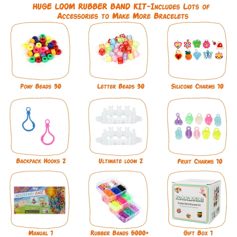 XYTLAX Rubber Band Bracelet Kit, Loom Making Kit for Girl, Bands Refill Set, Kits Children Age 5+ Year Old Gift DIY Friendship