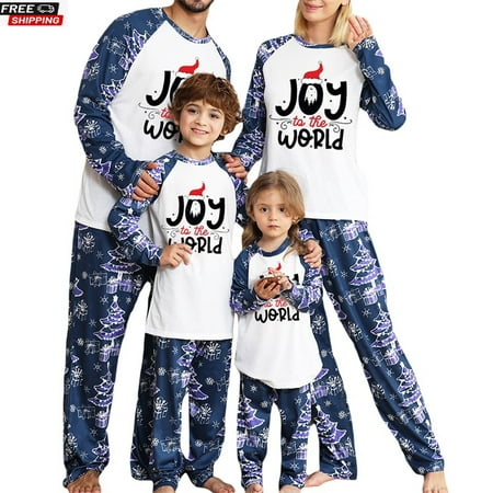 

ESASSALY Christmas Pajamas for Family Christmas Tree Letter Patchwork Pjs