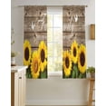 thumbnail image 4 of Yellow Sunflowers Sheer Curtains 39 Inch Length 2 Panels Set for Living Room/Bedroom, Family Farmhouse Brown Wooden Butterfly Kitchen Curtains Grommet Curtains Window Treatments 27.5"x39"x2, 4 of 7