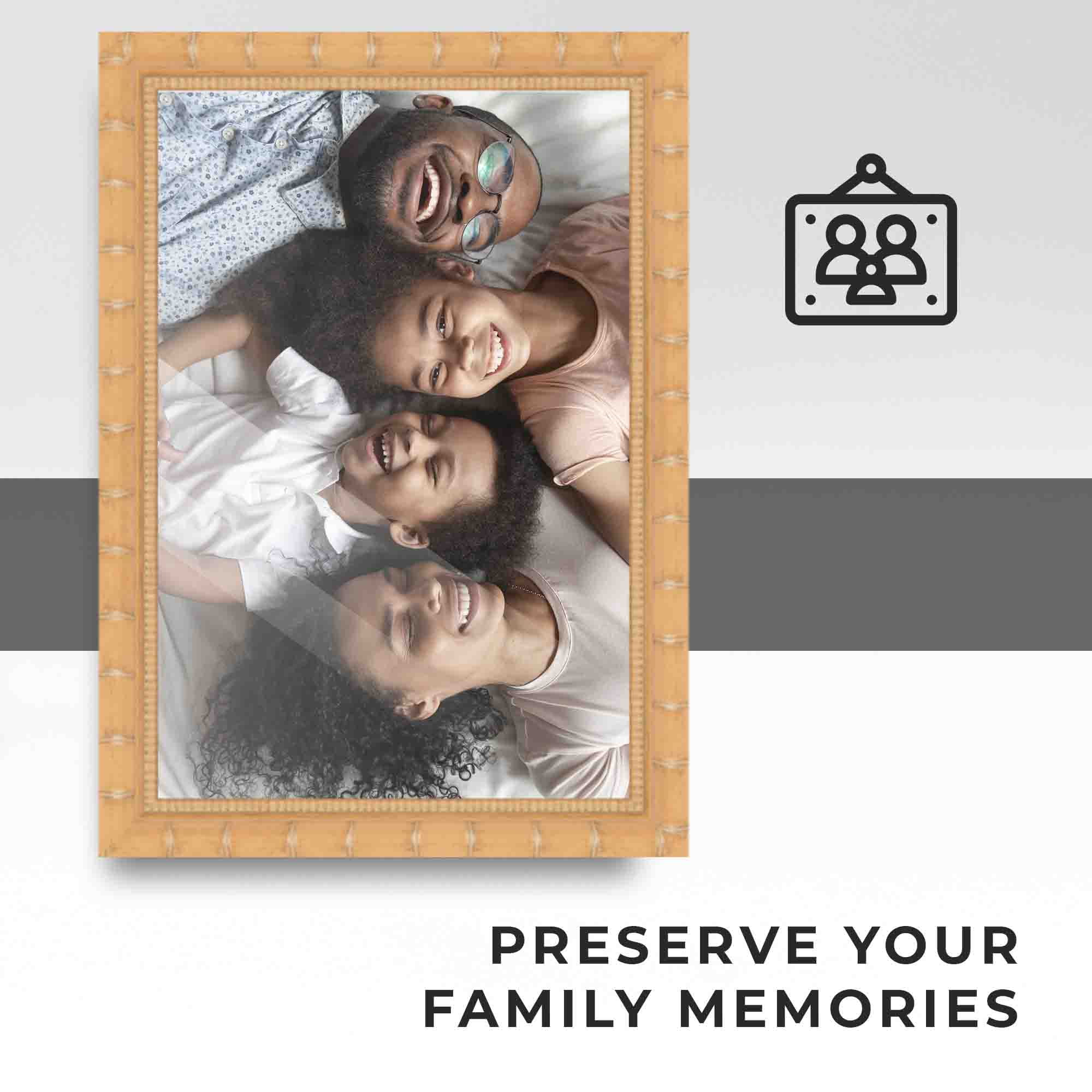 18x24 Light Brown Bamboo Real Wood Picture Frame Width 1.5 inches | Interior Frame Depth 0.5 inches