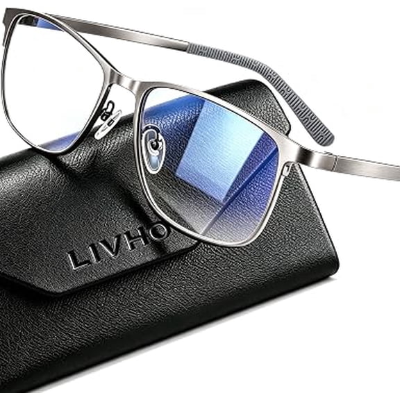 livho Blue Light Blocking Glasses for Men - Ultra-Light Metal Frame Relieve Eyestrain and Eye Protection, Blocking Glasses