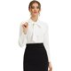 thumbnail image 1 of Blusa de trabajo informal de manga larga con cuello de corbata de terciopelo retro para mujer Allegra K Blanco XL, 1 of 6