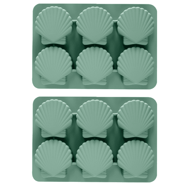 2 uds. De silicona para cubitos de hielo, molde para cubitos de hielo, verde claro, cubitos de hielo de concha MFZFUKR CPB-DE-LYY1527-5