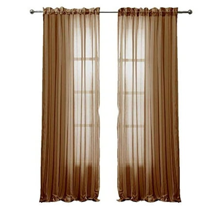 Blunt Peach - Peach Couture Solid Color Woven Curtains Sheer Window Panel Set Curtain