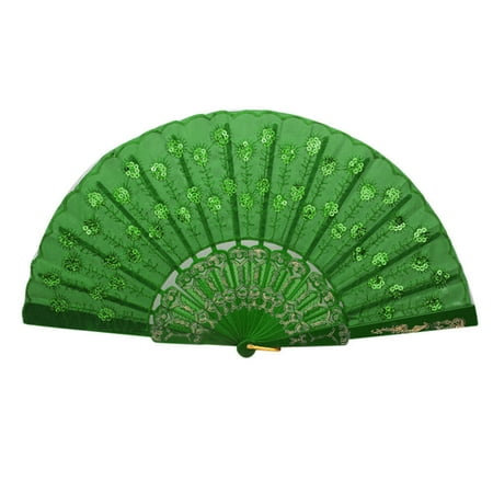 

Yubnlvae Fans Spanish Lace Silk Folding Hand Held Dance Fan Flower Pattern for Party Wedding A