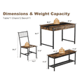 thumbnail image 3 of Huisuilinss Dining Table Set For 4,4-Piece Wood Kitchen Table And 2 Chairs With Bench,Space Saving Kitchen Table Set,Rectangular Breakfast Nook Set With Storage Rack & Drawers For Apartment, 3 of 6