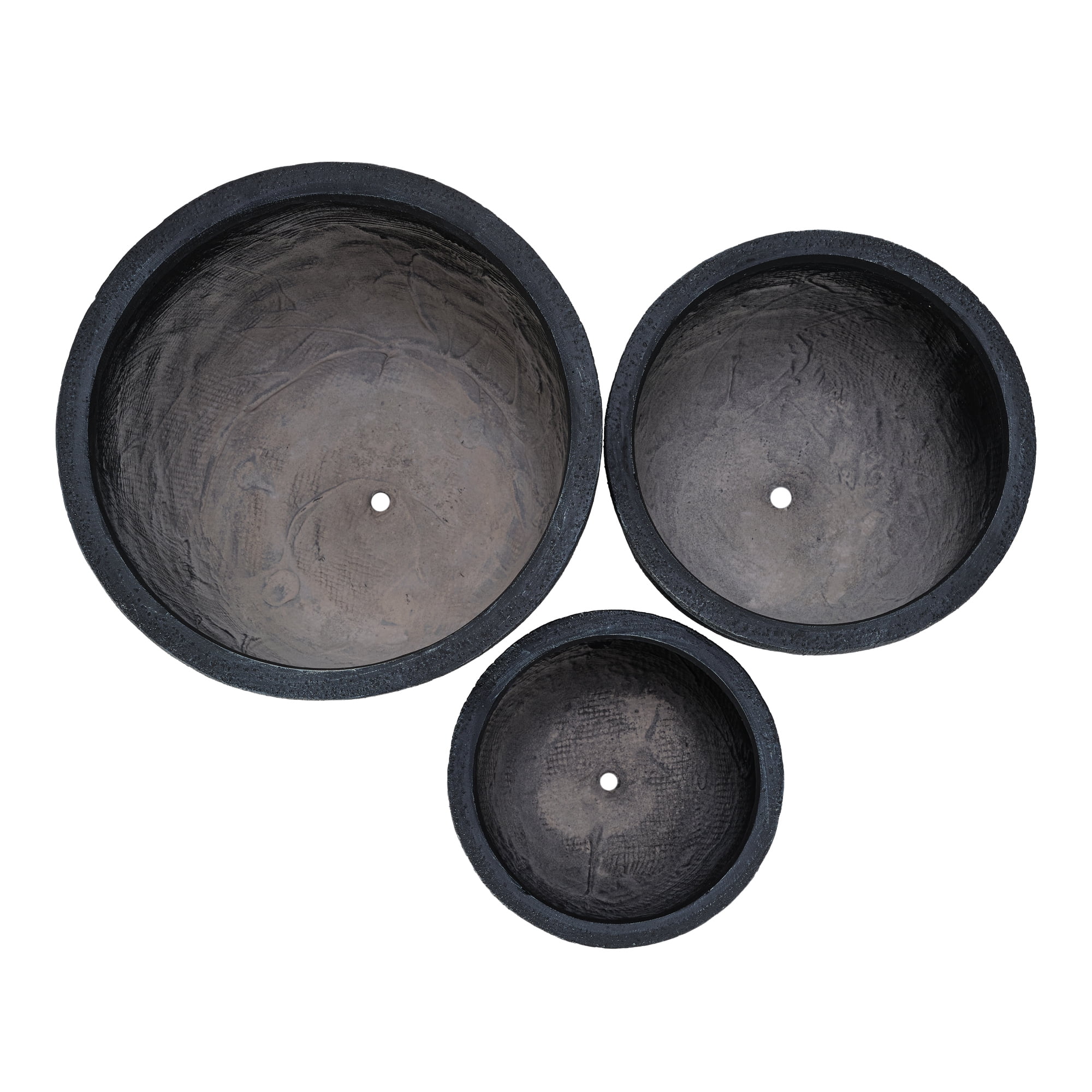 Euroco Large Concrete Planter Set of 3, 16.93"+13.78"+11.02" Dia Round Stackable Flower Pots with Drainage Holes and Rubber Plug,Modern Decorative Pots for Patio Garden Balcony Indoor Outdoor