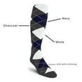 thumbnail image 2 of Golf Knickers Colorful Knee High Argyle Cotton Socks For Men Women and Youth - A: Charcoal/Navy/White - Ladies, 2 of 2