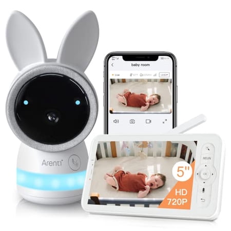 Lullaby Rabbit Motion Sensor Video Baby Monitor,Smart Baby Monitor,2K UHD WiFi Baby Camera,5