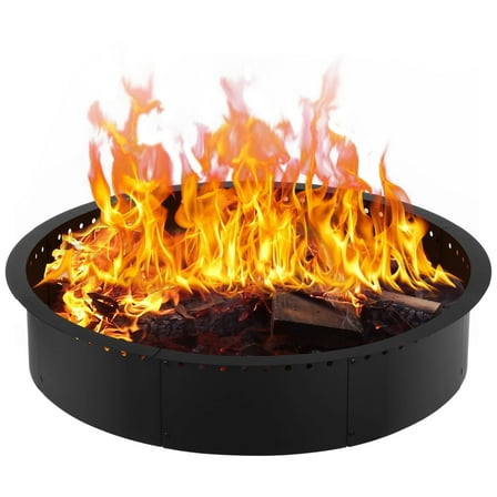 33 inch Smokeless Firepit Ring, Heavy Duty Fire Pit Liner with Ventilation Holes, Round Wood Burning Firepit Rim Insert for Outside Outdoor