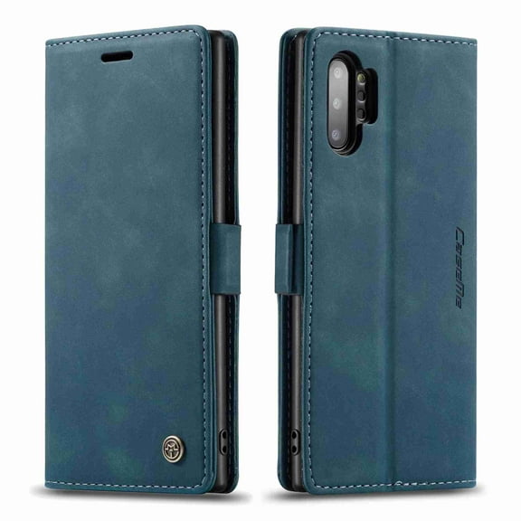 Dteck For Samsung Note 10 Plus CaseMe Slim PU Leather Flip Magnet Case Cover Retro Style Frosted Lightweight Protective Shell Holster, blue