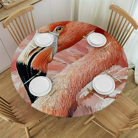 

Palnkart Flamingo Feathers Round Tablecloth Waterproof Resistant Fabric for Indoor Outdoor Dining Parties Weddings - Stain-Resistant and Washable 31 -35