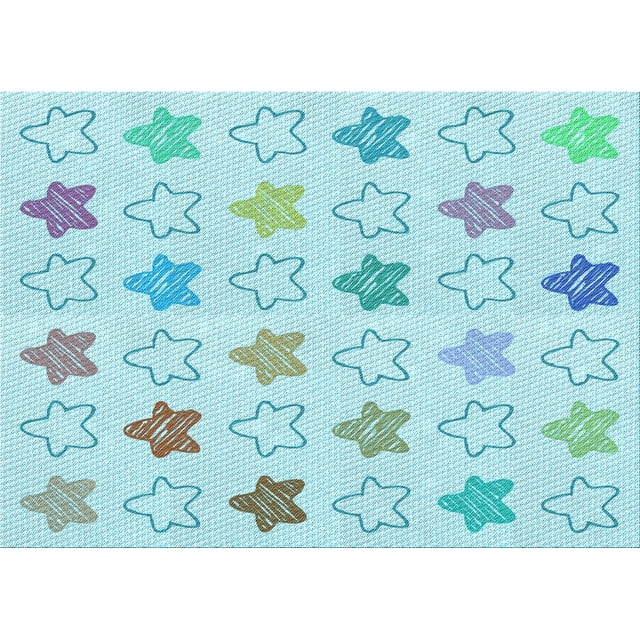 Ahgly Company Tapis Rectangulaire Lavable en Machine Intérieur Transitionnel Bleu Électrique, 5 Pieds x 8 Pieds