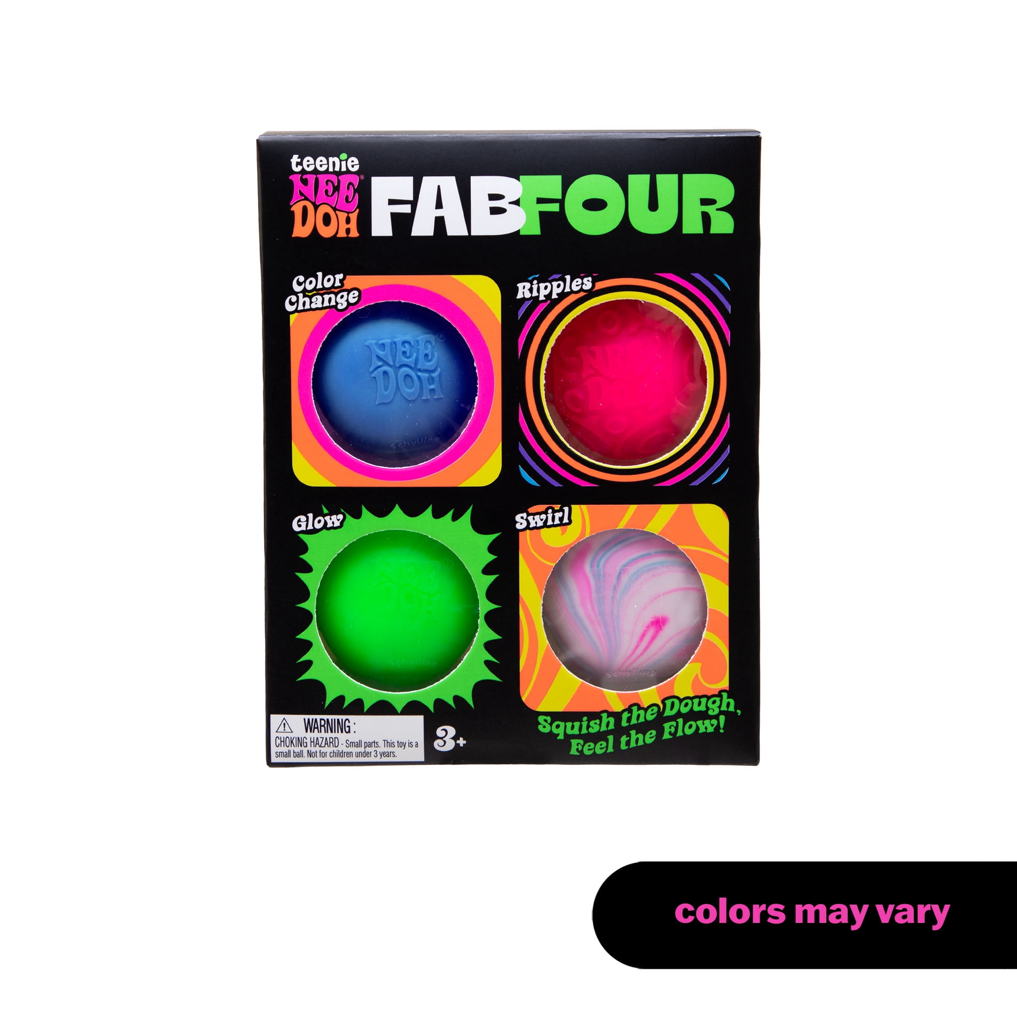 NeeDoh Fab Four Sensory Squeeze Toy Set, 4 Pack Squishy Stress Balls, Ages 3+