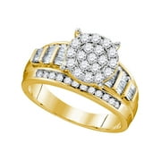 10kt Yellow Gold Womens Round Diamond Cindys Dream Cluster Bridal Wedding Engagement Ring 1.00 Cttw - Size 10