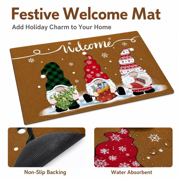 Christmas Door Mat Christmas Rug, Gnomes Funny Outdoor Front Door Mat, Winter Door Mat Outdoor
