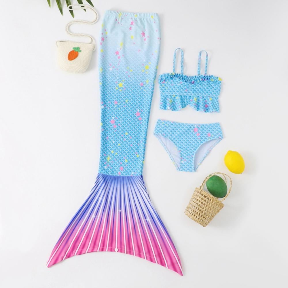 URMAGIC 3PCS Mermaid Tails for Swimming for Girls Kids Mermaid Swimsuit ...