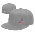 thumbnail image 7 of DouZhe Flat Brim Cap Snapback Hat, Letter J America Usa Flag Prints Adjustable Gray Adult Baseball Cap, 7 of 7