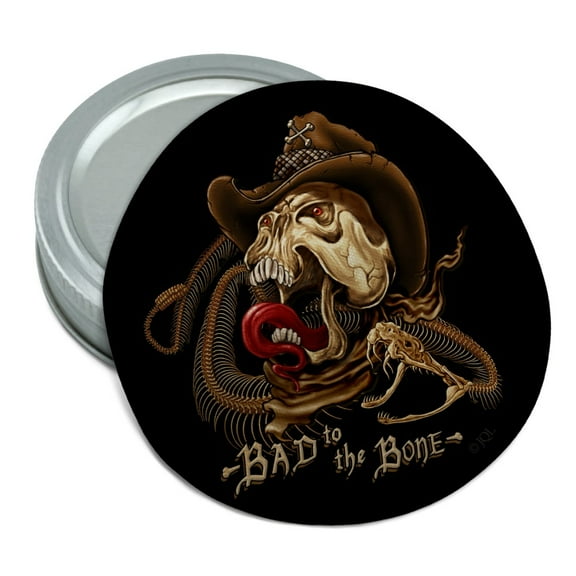 Bad To The Bone Skull Snake Biker Motorcycle Western Round Rubber Non-Slip Jar Gripper Lid Opener