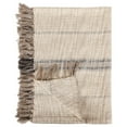 thumbnail image 3 of Uno 50 Inch Throw Blanket, Soft Cotton, Linen, Woven Stripes, Beige, Brown, 3 of 5