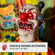 Haunted Hill Farm 5.9 ft Voice & Sound-Sensor Clown on Tricycle Halloween Animatronic, HHTRIBKCLOWN-1FLSA