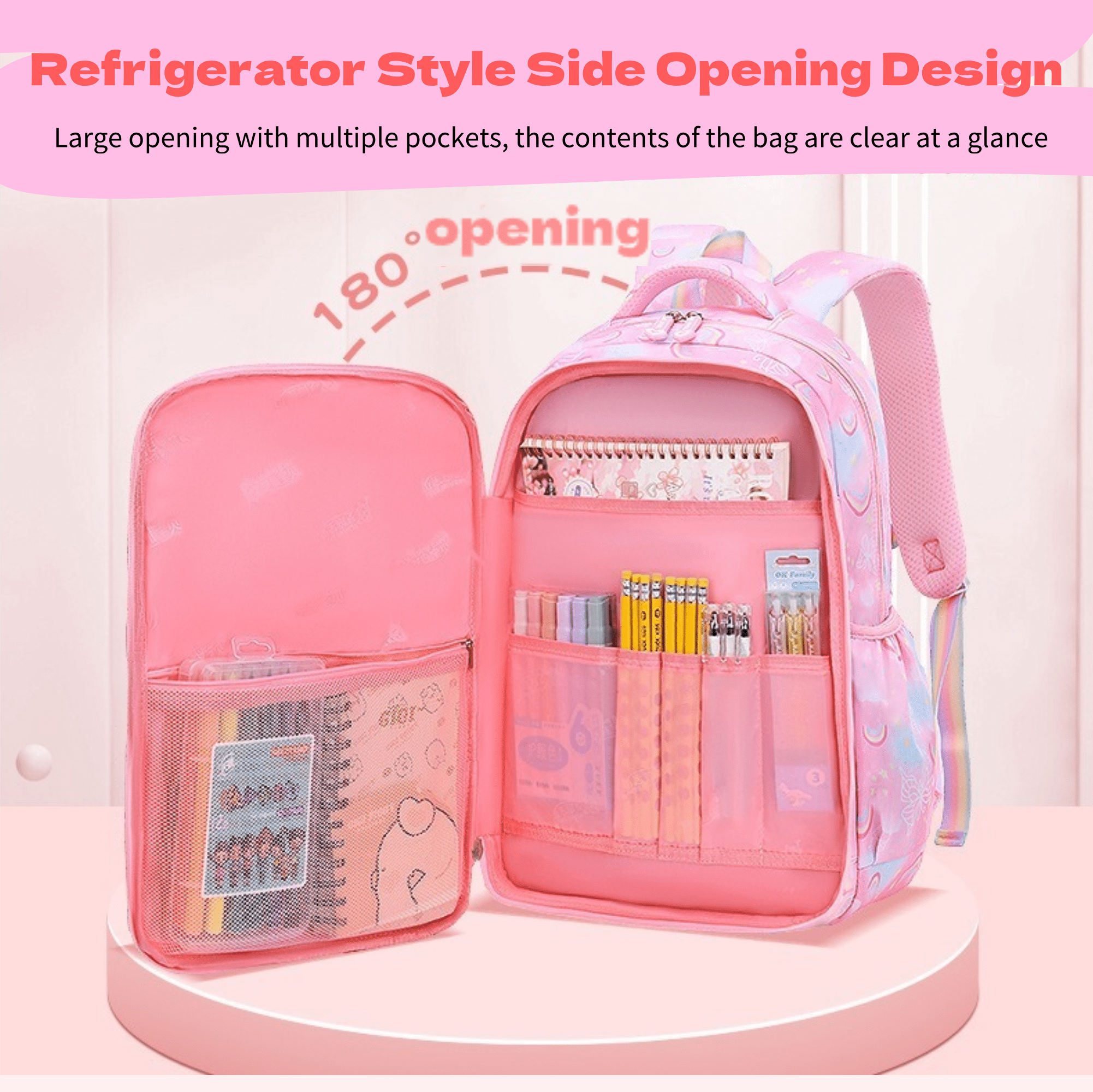 Girls Backpack, Kids Backpack for Girls with Multiple Pockets, Lightweight School Bookpack, Watrer Resistant, Bookbag for Elementary Primary School, Blue