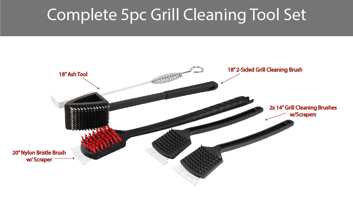 Buy PitMaster King Ultimate 5pc Grill Cleaning Tool Set with Stainless Buy PitMaster King Ultimate 5pc Grill Cleaning Tool Set with Stainless