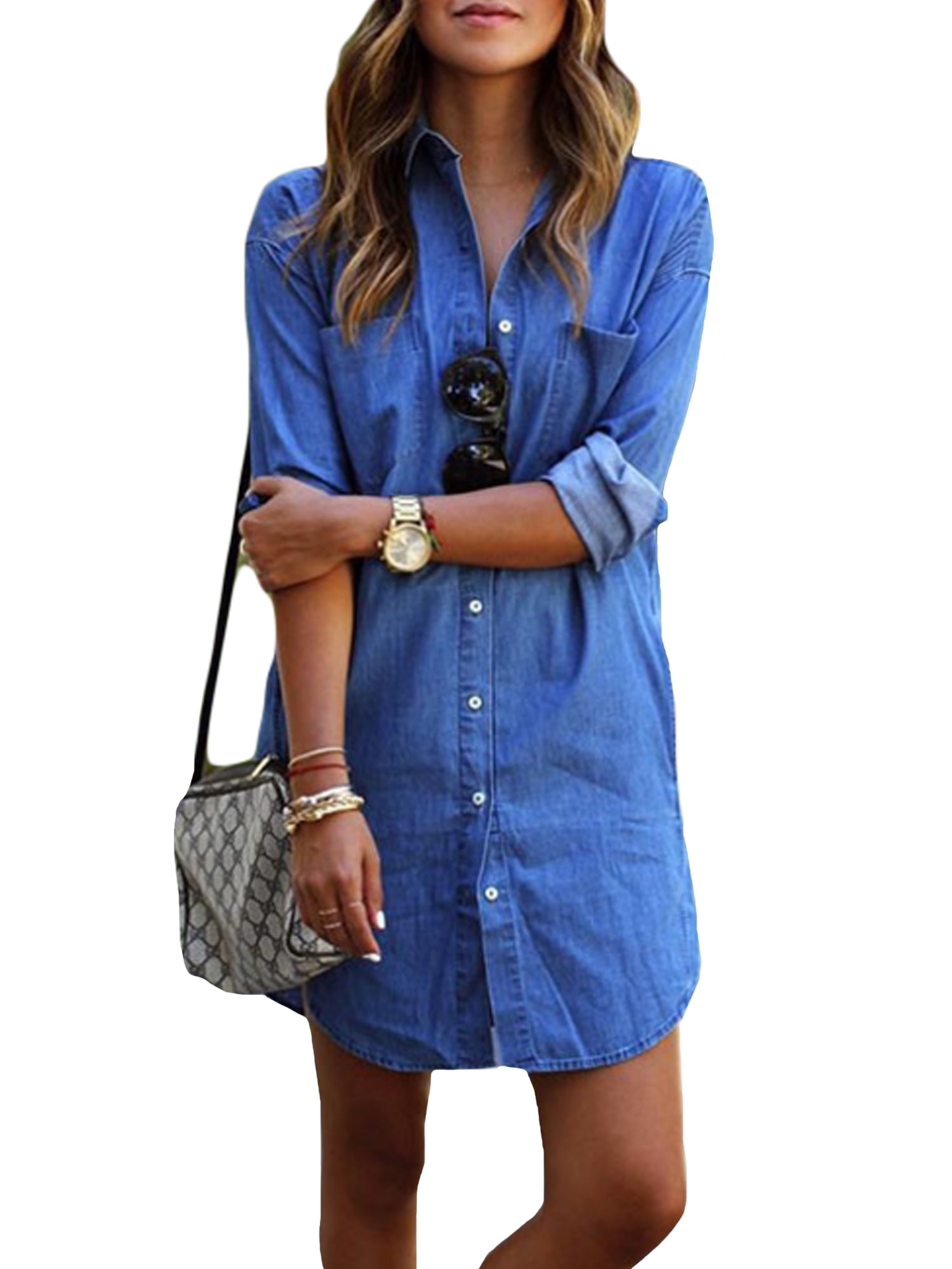 long sleeve womens denim dress