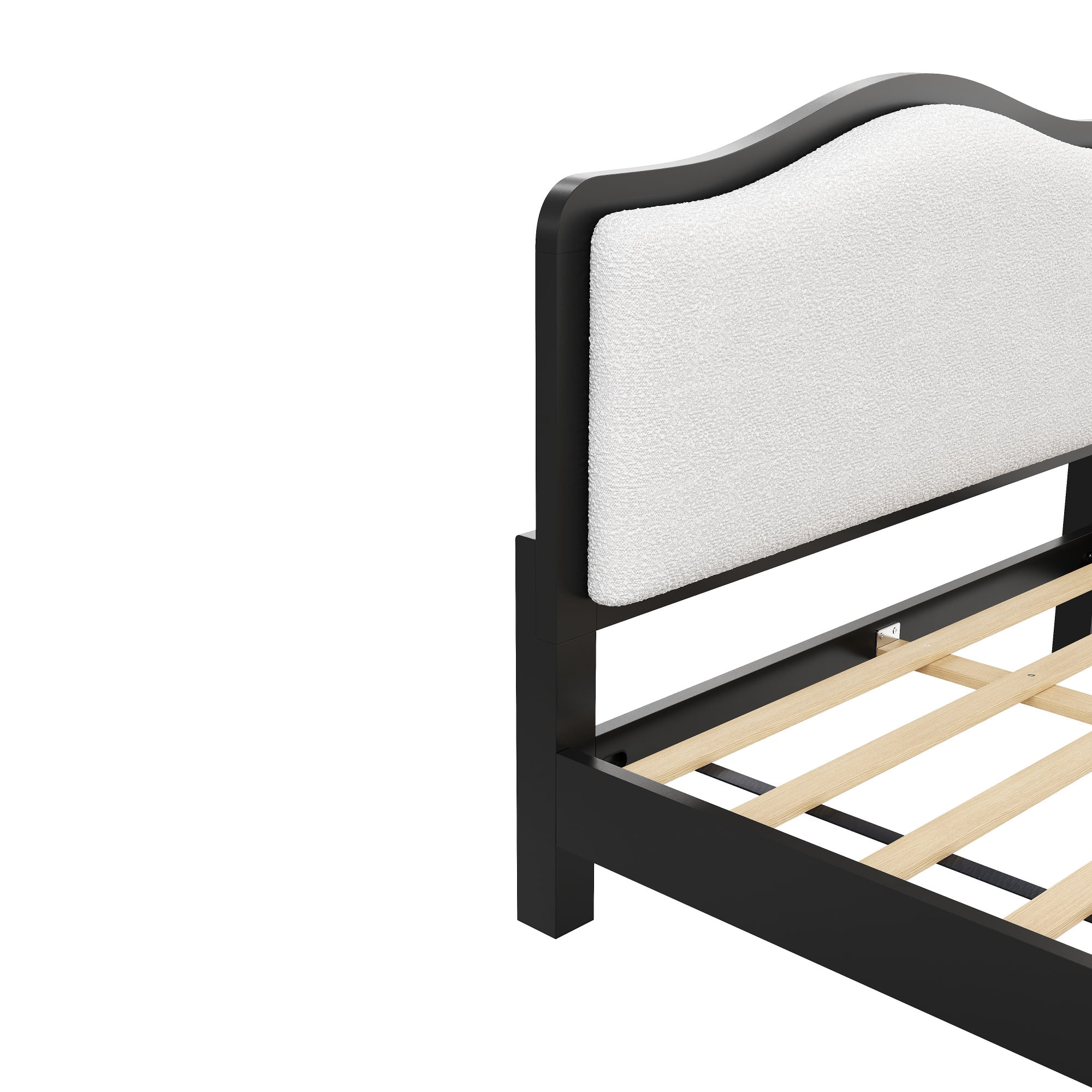 MODERNLUXE Queen Size Platform Bed with Upholstery Headboard, Black