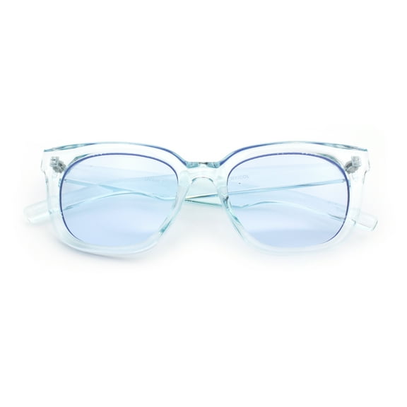 Feminine Simple Clean Minimal Plastic Horn Rim Retro Fashion Sunglasses Blue