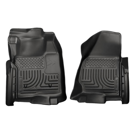 Husky Liners 18711 Weatherbeater Floor Mats Fit 2011-2012 Ford F-250/F-350 Regular Cab Carpet/Vinyl w/o Foot Rest/Manual Transfer Case Front Row Liners 2pc Black