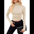 thumbnail image 2 of Camisetas de Larga para Mujer, Ropa Interior Térmica Básica de Otoño, Ropa de Invierno 2025 Albaricoque L, 2 of 9