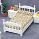 thumbnail image 2 of Mueble de casa de muñecas en miniatura, cama individual blanca de madera, 2 of 3